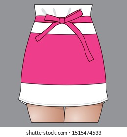 Women's Short Apron Design Vector (Pink / white)