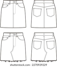 Women's Short Denim Skirt fashion vector sketch  Illustrator CC