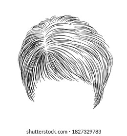 Women's short haircut. Vector element for design. Hand drawn illustration.