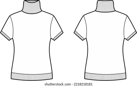 Women's Short Sleeve Sweater. Front And Back. Vector Illustration.