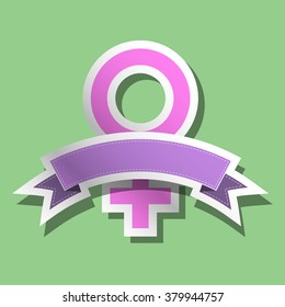 Women's sign with ribbon