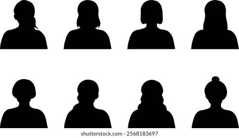 Women's silhouette icon illustration set