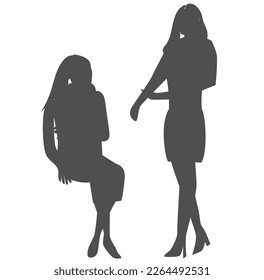 womens silhouette sharing story illustration