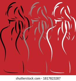 siluetas femeninas de fondo rojo