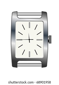 Women's silvery wristwatch. Vector