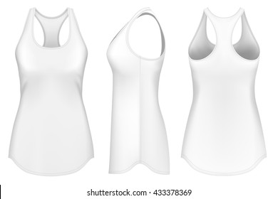 Women's singlet racer back. Fully editable handmade mesh. Vector illustration.