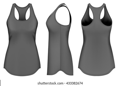 Women's singlet racer back. Fully editable handmade mesh. Vector illustration.