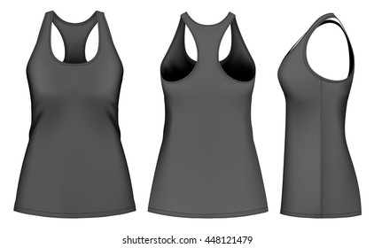 Women's singlet racer back. Fully editable handmade mesh. Vector illustration.