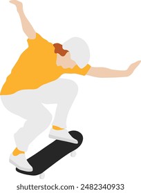 Women's Skateboarding Minimal Flat Vector Illustration