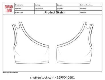 Women's Sleeveless Cutout Tank Top Product Sketch Technical Drawing fashion flat sketch vector illustration template front and back.