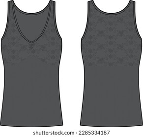 Women's slim compression Tank Top fashion vector sketch, Apparel template