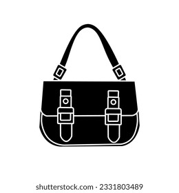 Women's sling bag silhouette, fashion item vector