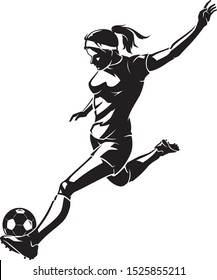 Women's Soccer Action, Shadowed Illustration