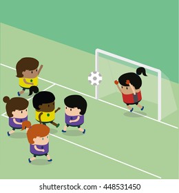 Women's soccer game. Brazil team illustration