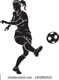 Women's Soccer Kicking Ball Silhouette
