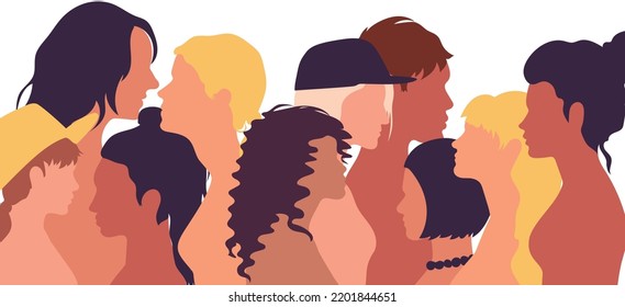 Women's social network community with communication and friendship between women or girls of diverse cultures. Multi-ethnic women talk and share ideas and information.