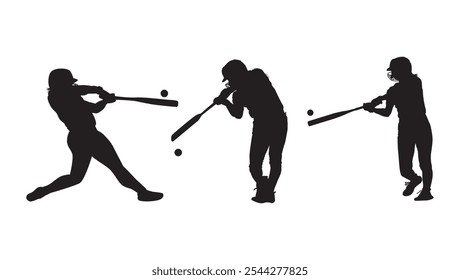 Clipart de Vector Softball Silhouette V3 para diseñador gráfico en blanco y negro