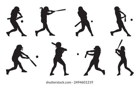 Women's Softball Silhouette  vector clipart for graphic designer black and white