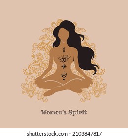 Women's Spirit - vector wellness and mind peace, feminine strength vector