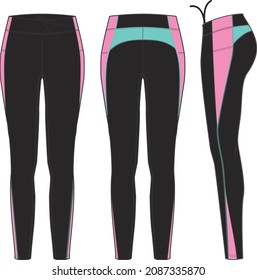 Women's sport legging fashion vector sketch, Apparel template