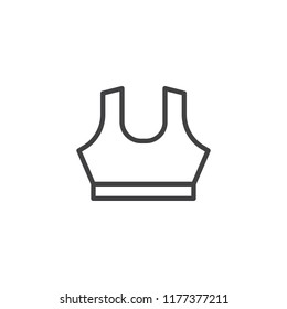 Women's sports bra outline icon. linear style sign for mobile concept and web design. Gym bra line vector icon. Symbol, logo illustration. Pixel perfect vector graphics