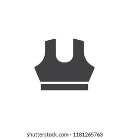 Women's sports bra vector icon. filled flat sign for mobile concept and web design. Gym bra solid icon. Symbol, logo illustration. Pixel perfect vector graphics