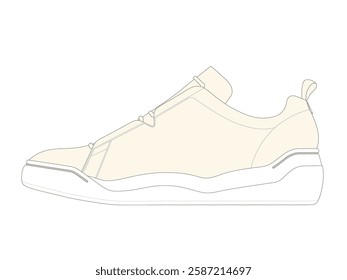 Women's sports shoes flat drawing vector design mockup template.