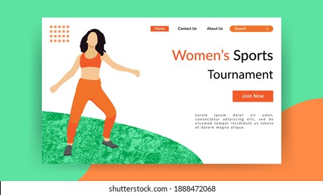 Women's sports tournament landing page template design