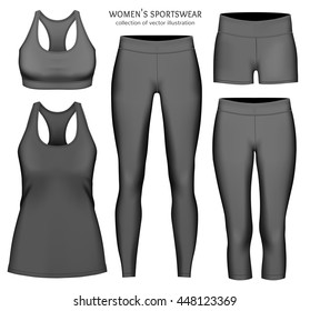 Women's Sportswear. Collection Of Vector Illustration. Fully Editable Handmade Mesh.