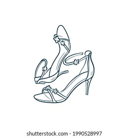 Frauenstiletto-Absätze. Trend-Vektorgrafik. Lineare Kunst.