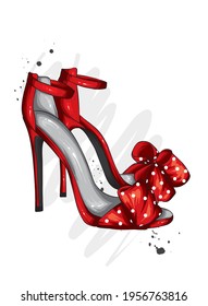 Women's stylish high-heeled shoes and trousers. Fashion and style, clothing and accessories. Vector illustration.
