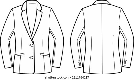 Women's Suit Jacket. Front And Back. Vector Illustration.