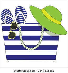 Womens summer beach bag with accessories
