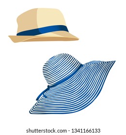 Women's summer hat. Vector illustration. Isolated on a white background.