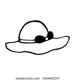 Women's summer hat. Vector illustration in doodle style.