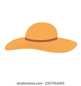 Women's summer hat vector illustration. Beach headgear on white background.