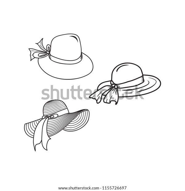 Womens Summer Hat Vector Illustration Outline Stock Vector (Royalty ...