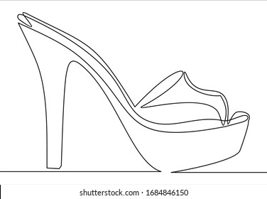 Women's summer sandals. Continuous line art or One Line Drawing