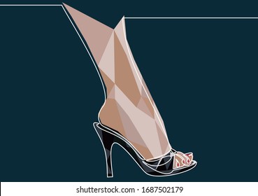 Women's summer sandals. Continuous line art or One Line Drawing