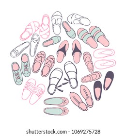 Women's summer shoes.   Vector illustration