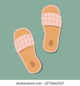 Women's summer shoes. View from above. Women's slippers. Freehand vector illustration
