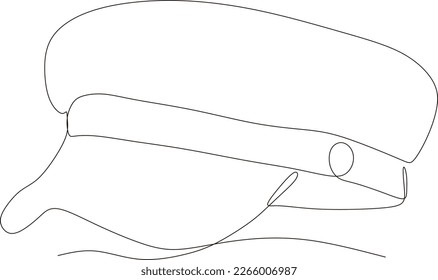Frauenhut in kontinuierlicher Kunstzeichnung. Frauensommer-Hut minimalistisches schwarzes lineares Design einzeln auf weißem Hintergrund. Vektorgrafik