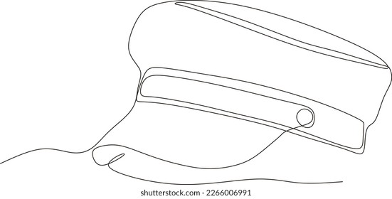 Women's sun hat in continuous line art drawing style. Women's summer hat minimalistic black linear design isolated on white background. Vector illustration