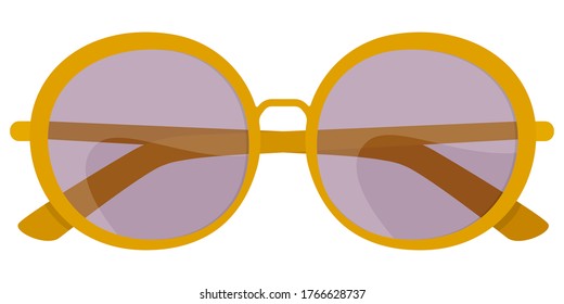 Women's sunglasses front view. Summer accessory in cartoon style.