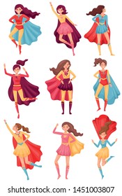 Womens are super heroes. Vector illustration on white background.