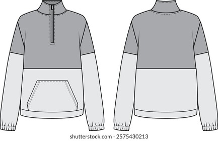 Women's sweatshirt , fashion flat sketch vector illustration, cad, technical drawing, flat drawing, template, mockup.