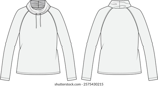 Women's sweatshirt , fashion flat sketch vector illustration, cad, technical drawing, flat drawing, template, mockup.