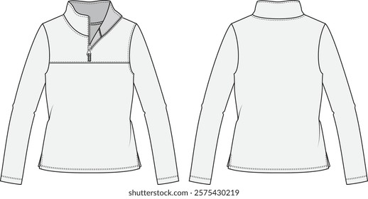 Women's sweatshirt , fashion flat sketch vector illustration, cad, technical drawing, flat drawing, template, mockup.