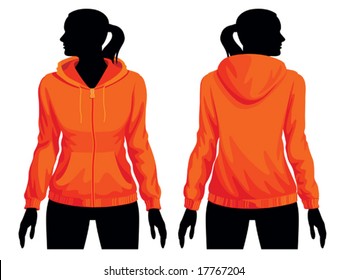 Women's Sweatshirt Template With Human Body Silhouette