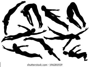 Women's swimming sports silhouettes